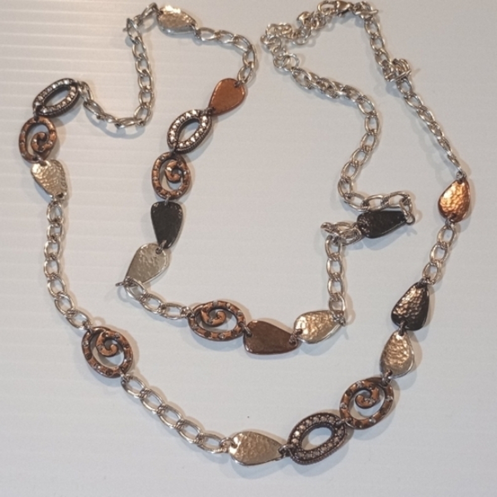 * Brighton Melange long 40" gunmetal & rhinestones necklace